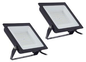 PRIOS Prios LED προβολέας εξωτερικού χώρου Maikel, 100 W, μέταλλο, σετ 2 τεμαχίων, Μαύρο, Αλουμίνιο, σύγχρονο