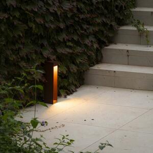 FARO BARCELONA LED φωτιστικό βάσης Cerler, καφέ, 35 cm, μέταλλο, IP65, CCT, Καφέ / Σκουριάς, Αλουμίνιο, σύγχρονο