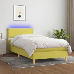 VidaXL Κρεβάτι Boxspring με Στρώμα & LED Πράσινο 100x200 εκ Υφασμάτινο