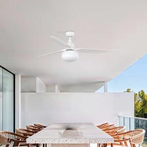 FARO BARCELONA Ανεμιστήρας οροφής με φως Outwood, λευκός, DC, αθόρυβος, Ø150cm, ρυθμιζόμενος, Λευκό, Σαλόνι / τραπεζαρία, Πλαστικό, σύγχρονο