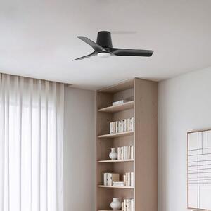 FARO BARCELONA Ανεμιστήρας οροφής LED Hey, μαύρος, DC, αθόρυβος, Ø 90 cm, CCT, ρυθμιζόμενος, Μαύρο, Σαλόνι / τραπεζαρία, Πλαστικό, σύγχρονο