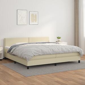 VidaXL Κρεβάτι Boxspring με Στρώμα Κρεμ 200x200 εκ. Συνθετικό Δέρμα