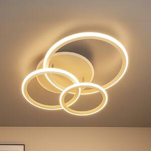 FISCHER & HONSEL LED φωτιστικό οροφής Gelder, 60 cm, γκριζωπό/χρώμα άμμου, RGBW, CCT, ρυθμιζόμενος, Μπεζ, Σαλόνι / τραπεζαρία, σύγχρονο