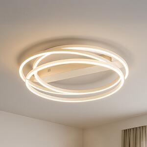 FISCHER & HONSEL LED φωτιστικό οροφής Kiku, Ø 56 cm, χρώμα άμμου, μέταλλο, CCT, ρυθμιζόμενος, Μπεζ, Σαλόνι / τραπεζαρία, Μέταλλο, σύγχρονο