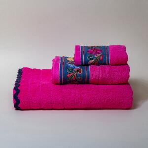 Πετσέτα Χεριών (30x50) White Fabric Nadine Fuchsia 600gsm