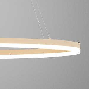 FISCHER & HONSEL LED κρεμαστή λάμπα Silvio, μήκος 100 cm, χρώμα άμμου, μέταλλο, CCT, ρυθμιζόμενος, Μπεζ, Σαλόνι / τραπεζαρία, Μέταλλο, σύγχρονο