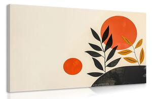 Πίνακας σε καμβά japandi φύλλα