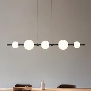 Lucande LED κρεμαστή λάμπα Tanira, μαύρο/λευκό, 140cm, step-dim, ρυθμιζόμενος, Μαύρο, Σαλόνι / τραπεζαρία, Μέταλλο, σύγχρονο