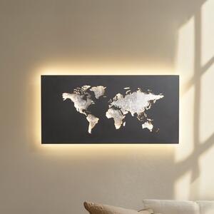 Lucande LED απλίκα World, ανθρακί/ασημί, 60cm x 30cm, Μαύρο, Σαλόνι / τραπεζαρία, Μέταλλο, σύγχρονο