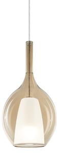 IDEAL LUX Ιδανική κρεμαστή λάμπα Ideal Lux Kalique 2, κεχριμπαρένια, Ø 18 cm, ρυθμιζόμενος, Μπεζ, Σαλόνι / τραπεζαρία, Πλαστικό, σύγχρονο