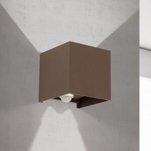 ORION LED φωτιστικό εξωτερικού χώρου Cube-S, corten, μέταλλο, αισθητήρας, Καφέ / Σκουριάς, Αλουμίνιο, σύγχρονο, Πρίζα τοίχου πάνω/κάτω