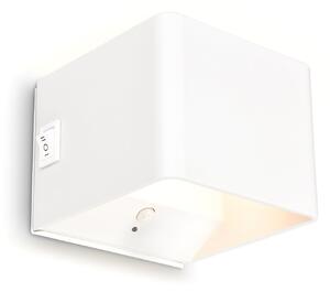 Briloner LED-Akku-Wandlampe Barro, λευκό, πλάτος 8 cm, μέταλλο, αισθητήρας, Λευκό, Διάδρομος, Μέταλλο, σύγχρονο, Πρίζα τοίχου πάνω/κάτω
