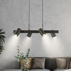 Briloner Κρεμαστό φωτιστικό Duta, μήκος 120 cm, μαύρο ματ, μέταλλο 4-φωτιστικό., ρυθμιζόμενος, Μαύρο, Σαλόνι / τραπεζαρία, Μέταλλο, σύγχρονο
