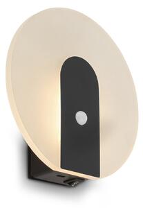 Briloner LED-Akku-Wandlampe Taro, μαύρο ματ, Ø 15 cm, αισθητήρας, Μαύρο, Σαλόνι / τραπεζαρία, Πλαστικό, σύγχρονο