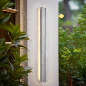 Lucande Εξωτερικός φωτιστικός τοίχου LED Melira, μήκος 100 cm, ανοιχτό γκρι, Γκρι, Αλουμίνιο, σύγχρονο