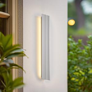 Lucande Εξωτερικός φωτιστικός τοίχου LED Melira, μήκος 60 cm, ανοιχτό γκρι, Γκρι, Αλουμίνιο, σύγχρονο