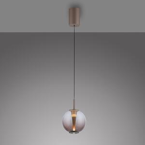 PURE LED κρεμαστό φωτιστικό Infinity, μπρονζέ/κεχριμπάρι, Ø 18 cm, CCT, ρυθμιζόμενος, Μπρούτζινο / Αντικέ ορείχαλκου, Σαλόνι / τραπεζαρία, Γυαλί