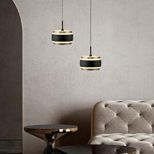 PURE LED κρεμαστό φωτιστικό Falling Rings, μαύρο, Ø 13 cm, CCT, ρυθμιζόμενος, Μαύρο, Σαλόνι / τραπεζαρία, Μέταλλο, σύγχρονο