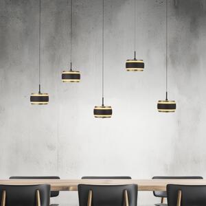 PURE LED κρεμαστή λάμπα Falling Rings μαύρη μήκος 101 cm 5-φωτιστικά., ρυθμιζόμενος, Μαύρο, Σαλόνι / τραπεζαρία, Μέταλλο, σύγχρονο