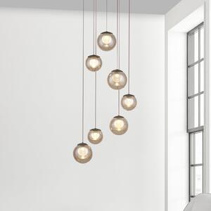 PURE LED κρεμαστό φωτιστικό Popup, μπρονζέ/κεχριμπάρι Ø 40 cm, 7 φώτα., ρυθμιζόμενος, Μπρούτζινο / Αντικέ ορείχαλκου, Σαλόνι / τραπεζαρία, Γυαλί