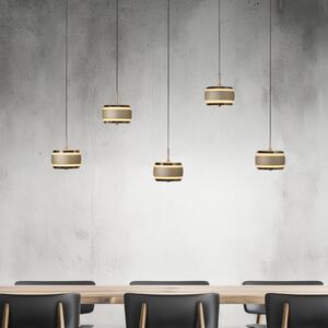 PURE LED κρεμαστό φωτιστικό Falling Rings, μπρονζέ μήκος 101 cm 5-fl., ρυθμιζόμενος, Μπρούτζινο / Αντικέ ορείχαλκου, Σαλόνι / τραπεζαρία, Μέταλλο, σύγχρονο