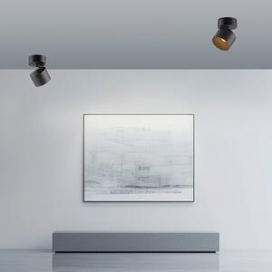 PURE LED σποτ οροφής Cup, μαύρο, Ø 9,5 cm, μέταλλο, ρυθμιζόμενος, Μαύρο, Σαλόνι / τραπεζαρία, Μέταλλο, σύγχρονο