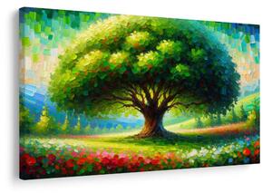 Πίνακας σε καμβά πολύχρωμο δέντρο της ζωής στο λιβάδι