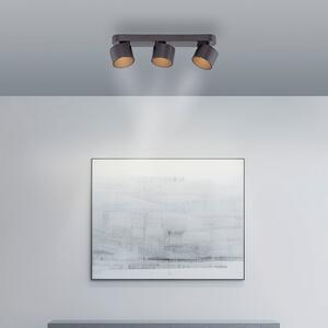 PURE LED-Deckenspot Cup, μαύρο, μήκος 56 cm, μέταλλο 3-flg., ρυθμιζόμενος, Μαύρο, Σαλόνι / τραπεζαρία, Μέταλλο, σύγχρονο