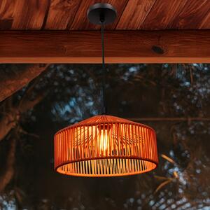 Newgarden Κρεμαστό φωτιστικό Calabardina, καφέ, σχοινί, Ø30cm, IP44, ρυθμιζόμενος, Καφέ / Σκουριάς, Ύφασμα / Κλωστοϋφαντουργία, Σκανδιναβικό