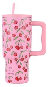 Κούπα Θερμός Με Λαβή & Καλαμάκι 900ml Estia Save The Aegean Tumbler Cherry Rose 01-32081
