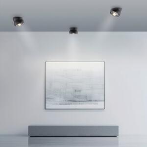 PURE LED-Deckenspot Move, μαύρο, Ø 12 cm, μέταλλο/γυαλί, ρυθμιζόμενος, Μαύρο, Σαλόνι / τραπεζαρία, Μέταλλο, σύγχρονο