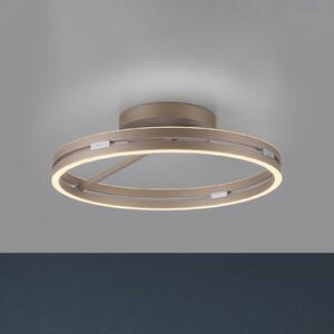 PURE LED φωτιστικό οροφής Loop χρώματος μπρονζέ, μέταλλο Ø 60 cm CCT, ρυθμιζόμενος, Μπρούτζινο / Αντικέ ορείχαλκου, Σαλόνι / τραπεζαρία, Αλουμίνιο, σύγχρονο, Οροφή στρογγυλή άμεση