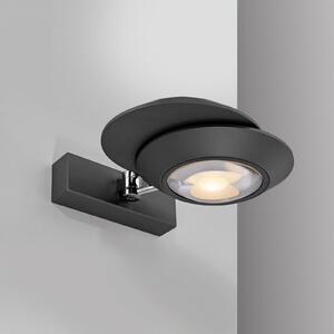 PURE LED απλίκα Oculis, μαύρο, 30 cm σίδερο/γυαλί, 2 φτερά., ρυθμιζόμενος, Μαύρο, Σαλόνι / τραπεζαρία, Μέταλλο, σύγχρονο