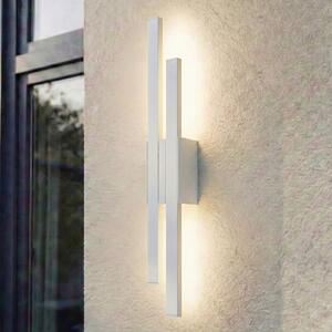 Lindby LED εξωτερικός φωτισμός τοίχου Sakari, λευκό, αλουμίνιο, ύψος 59 cm, Λευκό, Αλουμίνιο, σύγχρονο