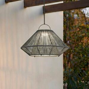Lindby LED ηλιακή κρεμαστή λάμπα Austas, γκρι, Ø 50 cm, USB, IP54, ρυθμιζόμενος, Γκρι, Πλαστικό, σύγχρονο
