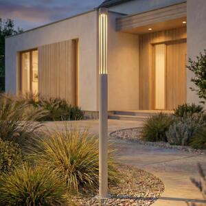 Lindby LED φωτιστικό διαδρόμου Fjorya, ύψος 90 cm, γκρι πέτρα, IP65, Γκρι, Αλουμίνιο, σύγχρονο