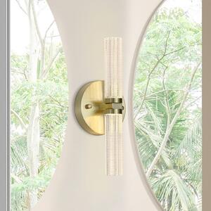 Searchlight LED-Bad-Wandlampe Aberdeen, ύψος 34 cm, χρώμα ορείχαλκου 2-flg., ρυθμιζόμενος, Χρυσό / Ορείχαλκου, Μπάνιο, Μέταλλο
