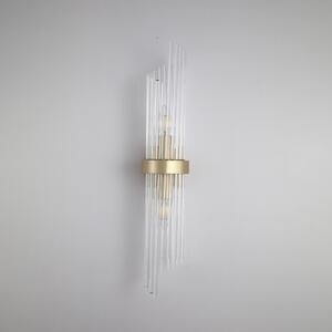 Searchlight Φωτιστικό τοίχου Lara, ύψος 56 cm, χρυσό/διαφανές, γυαλί/μέταλλο, ρυθμιζόμενος, Χρυσό / Ορείχαλκου, Σαλόνι / τραπεζαρία, Γυαλί