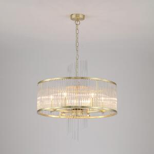 Searchlight Κρεμαστό φωτιστικό Lara, Ø 55 cm, χρυσό/διαφανές, γυαλί/μέταλλο, ρυθμιζόμενος, Χρυσό / Ορείχαλκου, Σαλόνι / τραπεζαρία, Γυαλί