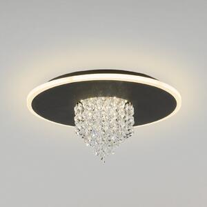 Searchlight Φωτιστικό οροφής LED Deluge, μαύρο, Ø 32 cm, μέταλλο/ακρυλικό, ρυθμιζόμενος, Μαύρο, Σαλόνι / τραπεζαρία, Μέταλλο