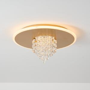 Searchlight Φωτιστικό οροφής LED Deluge, χρυσό χρώμα, Ø 32 cm, μέταλλο/ακρυλικό, ρυθμιζόμενος, Διαφανές, Σαλόνι / τραπεζαρία, Μέταλλο