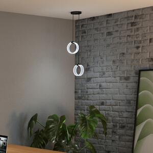 OSRAM LED κρεμαστό φωτιστικό Decor Circle, 2-φωτιστικά, CCT, μαύρο, Μαύρο, Σαλόνι / τραπεζαρία, Πλαστικό, σύγχρονο