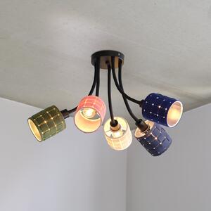 OSRAM Φωτιστικό οροφής Decor Felt Weaving Cans, πολύχρωμο, 5 φώτα, E14, ρυθμιζόμενος, Πολύχρωμο, Σαλόνι / τραπεζαρία, Ύφασμα / Κλωστοϋφαντουργία