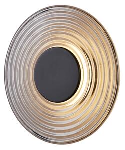 Searchlight LED απλίκα Cleo, καπνιστό γκρι/μαύρο ματ, Ø 30 cm, γυαλί, ρυθμιζόμενος, Γκρι, Σαλόνι / τραπεζαρία, Γυαλί, σύγχρονο