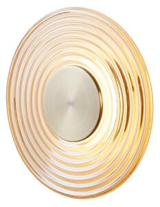 Searchlight LED απλίκα Cleo, χρώμα κεχριμπάρι/ορείχαλκος, Ø 30 cm, γυαλί, ρυθμιζόμενος, Μπεζ, Σαλόνι / τραπεζαρία, Γυαλί, σύγχρονο