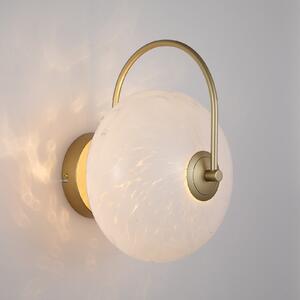 Searchlight LED απλίκα Confetti, χρυσό/λευκό, πλάτος 25 cm, γυαλί, ρυθμιζόμενος, Χρυσό / Ορείχαλκου, Σαλόνι / τραπεζαρία, Γυαλί, σύγχρονο