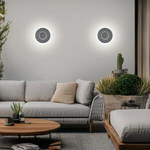 Helestra LED εξωτερική λάμπα τοίχου BUD 44, μη ρυθμιζόμενη, γκρι, IP65, Γκρι, Αλουμίνιο, σύγχρονο