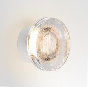 MARSET LED εξωτερική λάμπα τοίχου Roc, Ø 17 cm, λευκή/ημιδιαφανής, ρυθμιζόμενος, Λευκό, Αλουμίνιο, σχεδιασμός