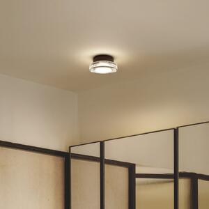 MARSET LED εξωτερική λάμπα τοίχου Roc, Ø 17 cm, μαύρο/διαφανές, ρυθμιζόμενος, Μαύρο, Αλουμίνιο, σχεδιασμός