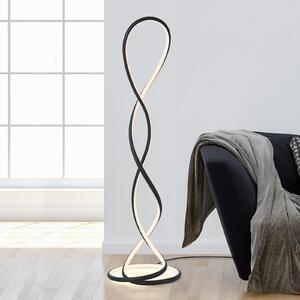 Paul Neuhaus LED-Stehlampe Twist, μαύρο, ύψος 143 cm, ρυθμιζόμενος, Μαύρο, Σαλόνι / τραπεζαρία, Αλουμίνιο, σύγχρονο